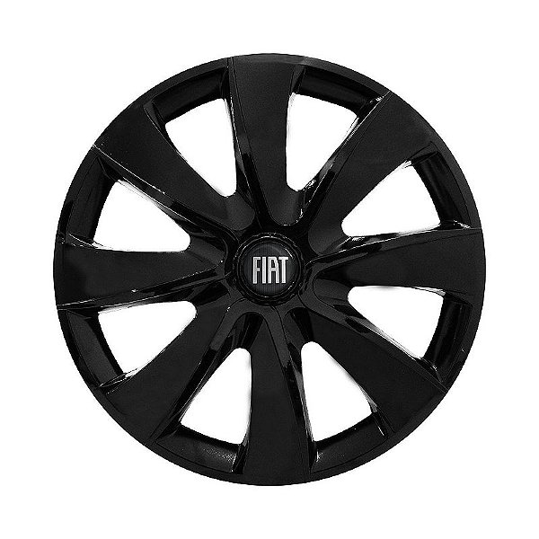 Jogo Calota Esportiva aro 14 Prime Preta Brilhante emblema Fiat Preto