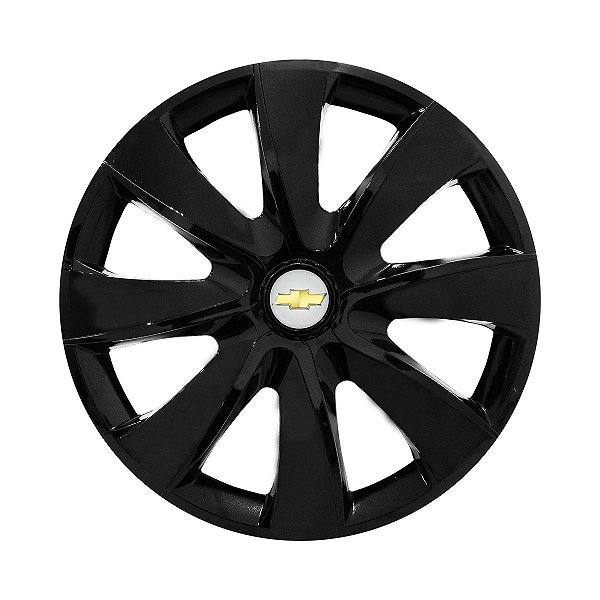 Calota Esportiva aro 14 Prime Preta Brilhante emblema GM Prata