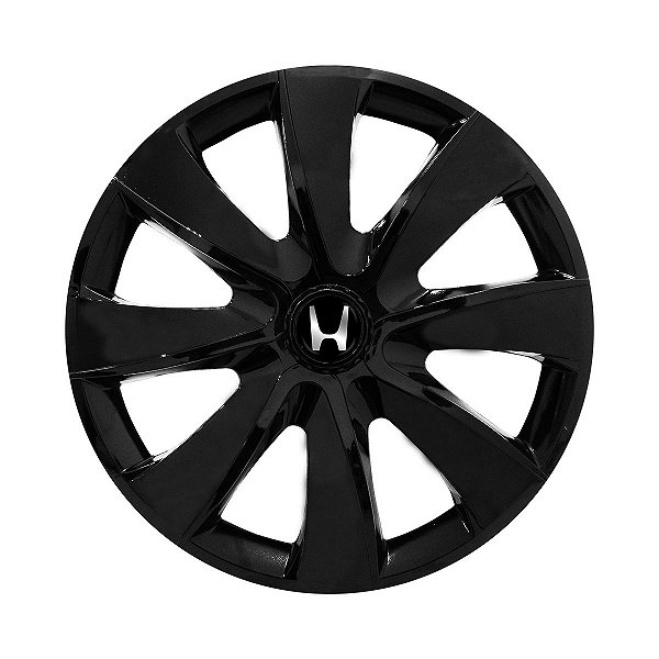 Calota Esportiva aro 14 Prime Preta Brilhante emblema Honda