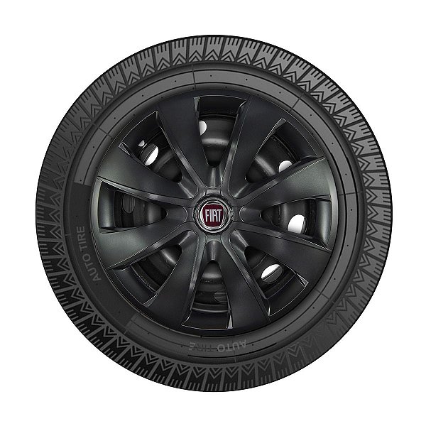 Calota Esportiva aro 14 Prime Grafite Emblema Fiat Vermelho