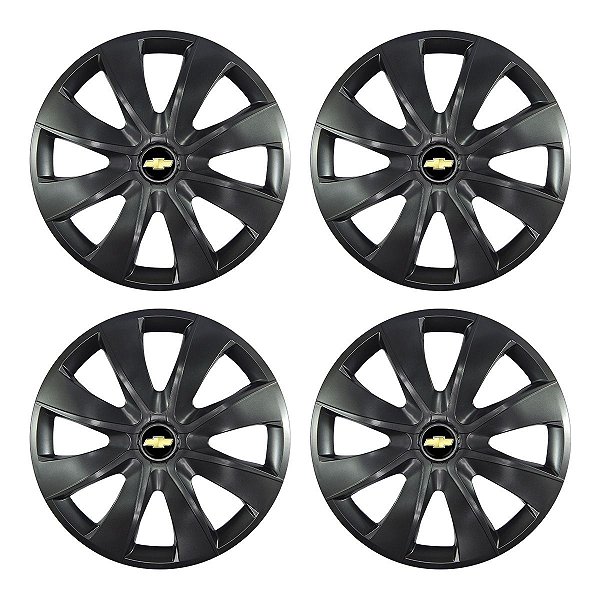 Jogo Calota Esportiva aro 14 Prime Grafite Emblema GM Preto