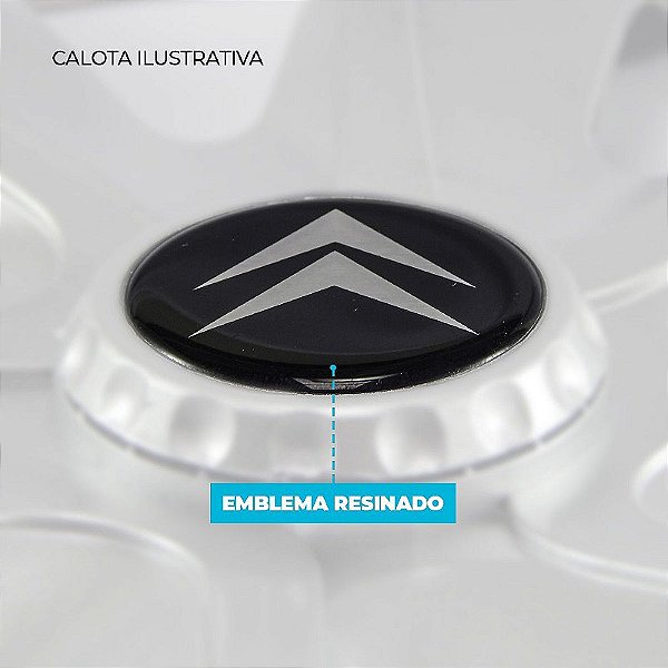 Calota Esportiva aro 14 Prime Grafite Emblema Citroen