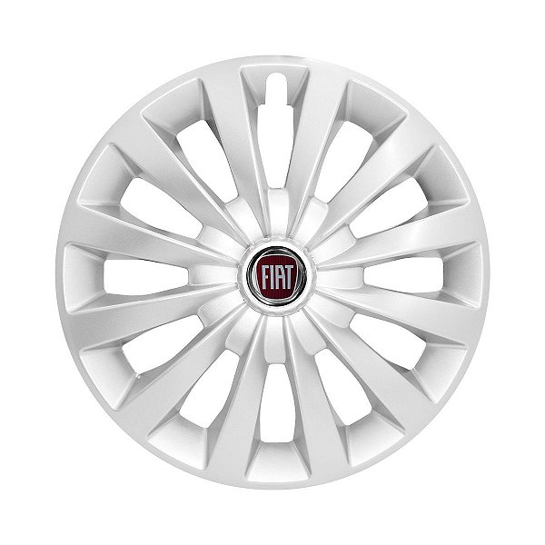 Calota Esportiva aro 13 Passat CC Prata emblema Fiat Vermelho
