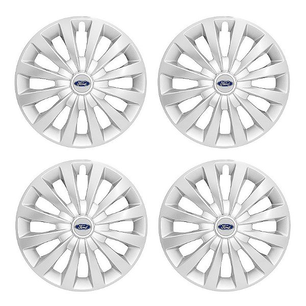 Jogo Calota Esportiva aro 13 Passat CC Prata emblema Ford Prata