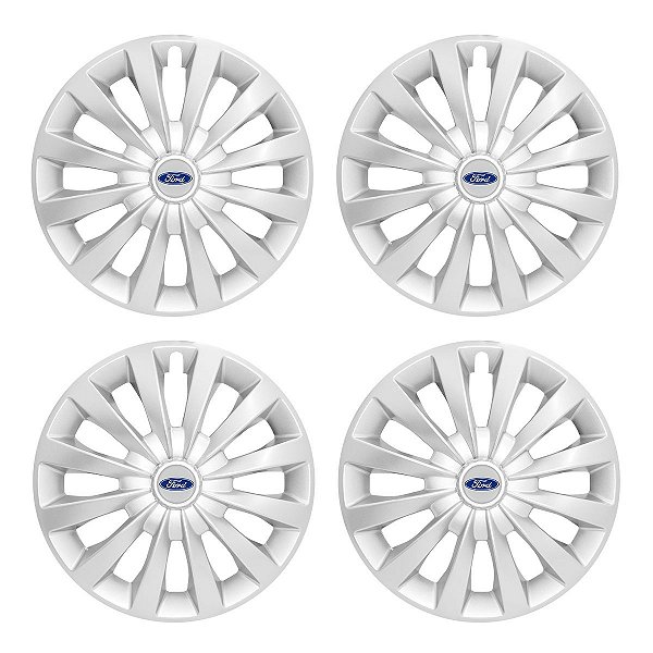 Jogo Calota Esportiva aro 13 Passat CC Prata emblema Ford Prata