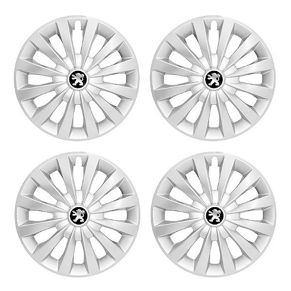 Jogo Calota Esportiva aro 13 Passat CC Prata emblema Peugeot