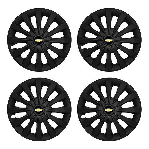 Jogo Calota Esportiva aro 13 Passat CC Preta Fosca emblema GM Preto