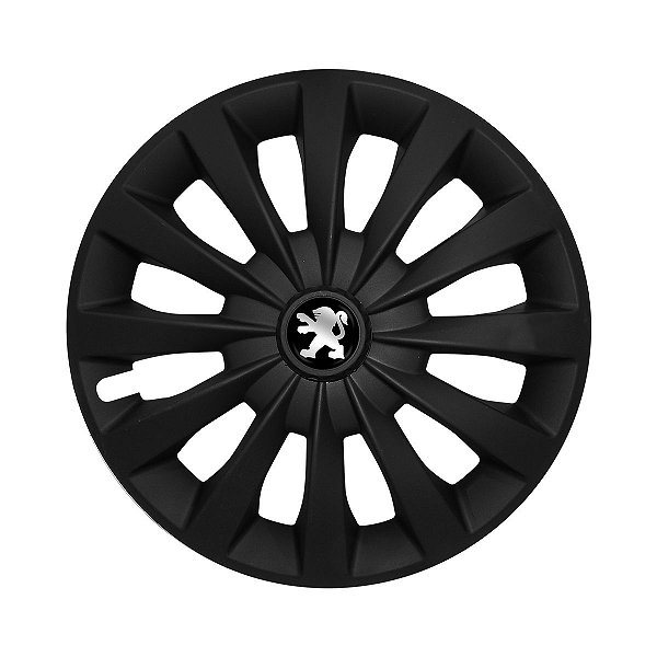 Calota Esportiva aro 13 Passat CC Preta Fosca emblema Peugeot