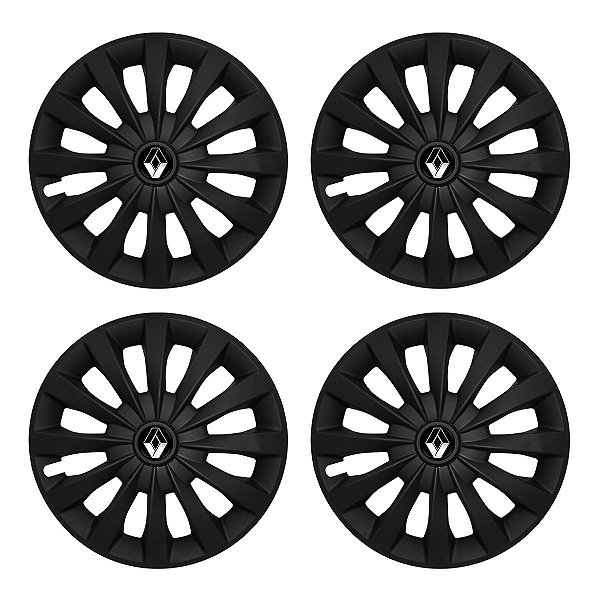 Jogo Calota Esportiva aro 13 Passat CC Preta Fosca emblema Renault preto