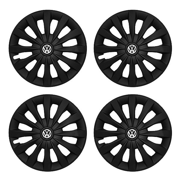 Jogo Calota Esportiva aro 13 Passat CC Preta Fosca emblema VW