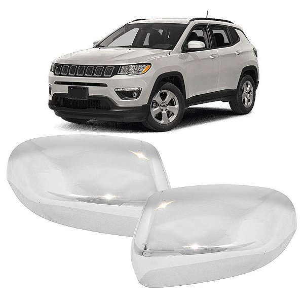 Aplique Capa Cromada de Retrovisor Jeep Compass 2017 a 2022