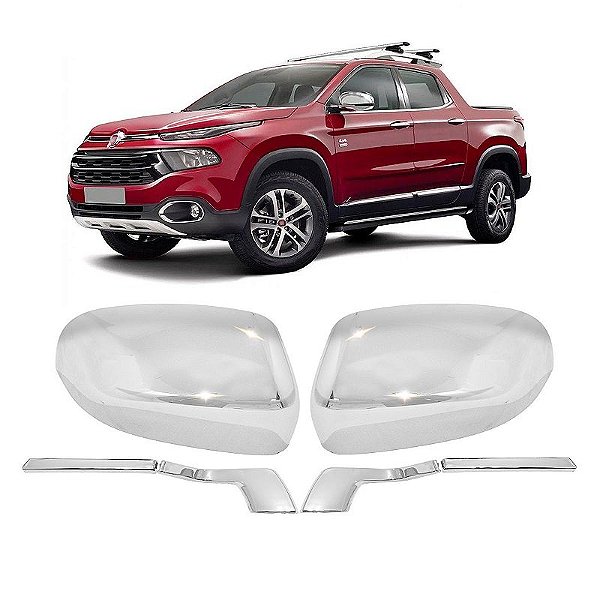 Aplique Capa e friso base Cromada de Retrovisor Fiat Toro 2017 a 2022
