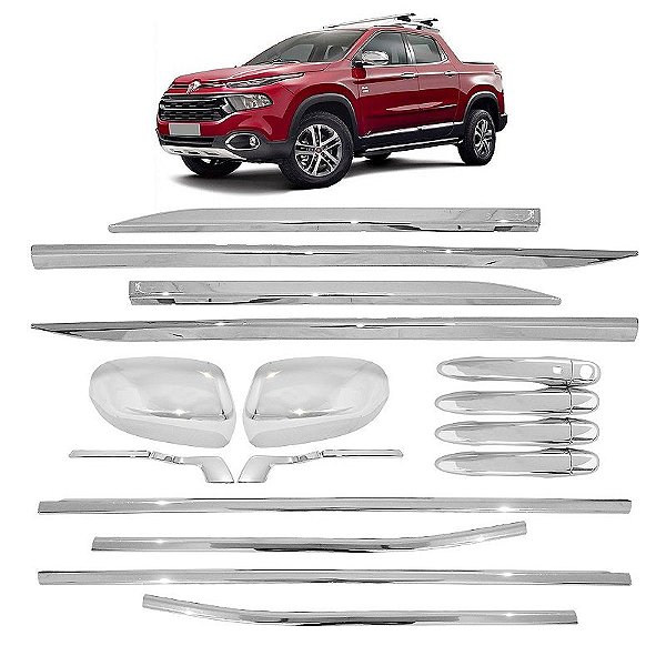 Kit completo de apliques cromados Fiat Toro 2017 a 2022