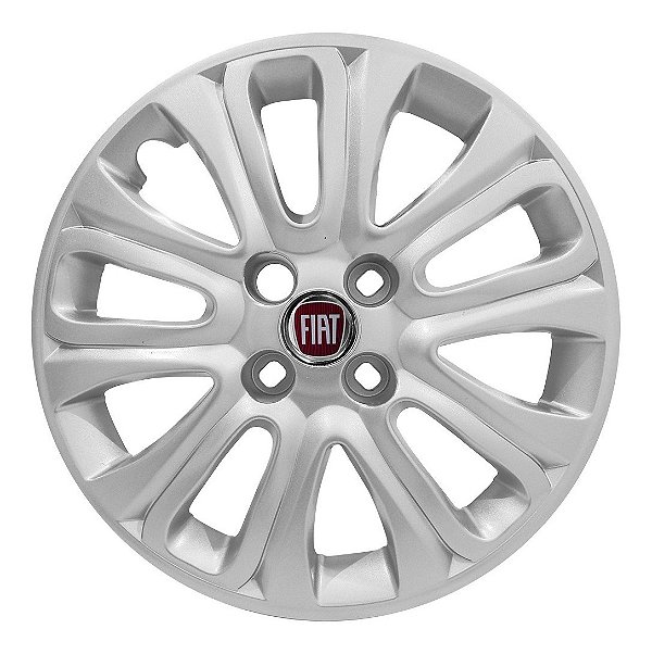Calota Aro 15 Fiat Punto 2015 2016 Prata + Emblema