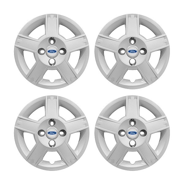 Jogo Calota Aro 14 Ford Fiesta Hatch Sedan 2008/2010 prata