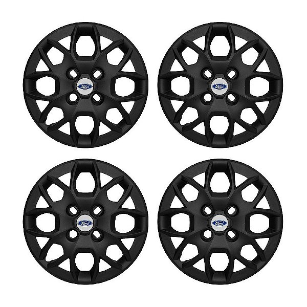 Jogo Calota Aro 14 Ford Ka+ Ka Sedan 2015/2018 preta fosca