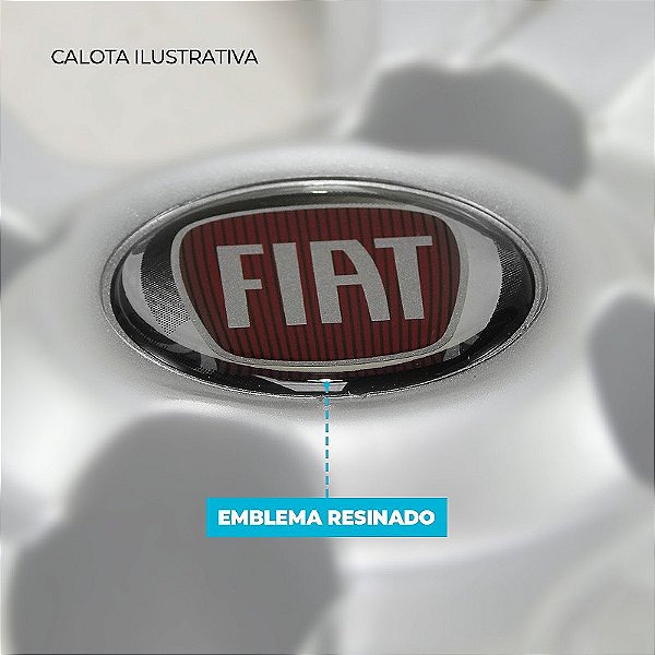Jogo Calota aro 14 Fiat Argo 2017/2020 preta fosca emblema resinado