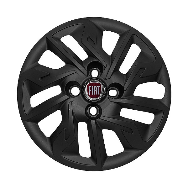 Jogo Calota aro 14 Fiat Argo 2017/2020 preta fosca emblema resinado