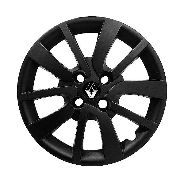 Jogo Calota Aro 15 Renault Sandero Logan 2014/2020 Preta Fosca