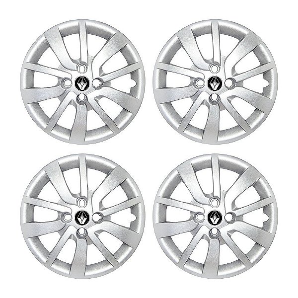 Jogo Calota Aro 14 Renault Clio Sandero Logan 2014/2020 Prata