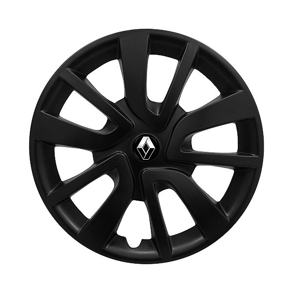 Calota Aro 15 Renault Sandero Logan 2014 à 2021 Preta fosca Encaixe