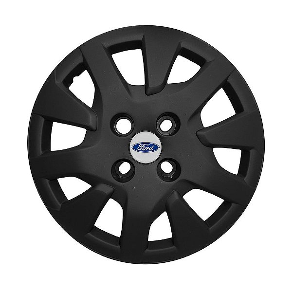 Calota Aro 14 Preta Fosca Ka Hatch Sedan 2019 2020 Com Emblema