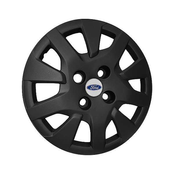 Calota Aro 14 Preta Fosca Ka Hatch Sedan 2019 2020 Com Emblema