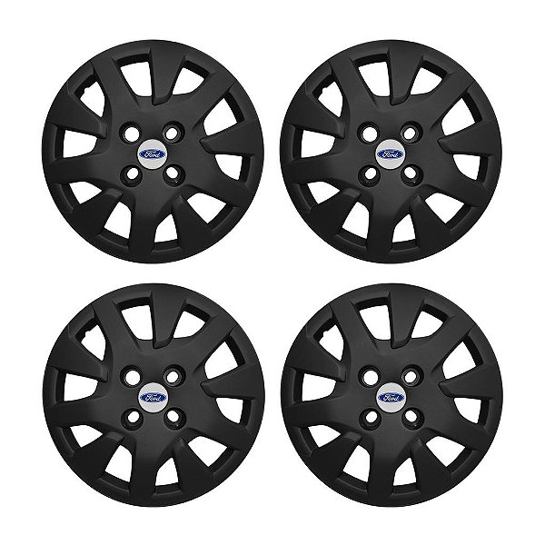 Jogo Calota Aro 14 Ka Hatch Sedan 2019 2020 Preta Fosca