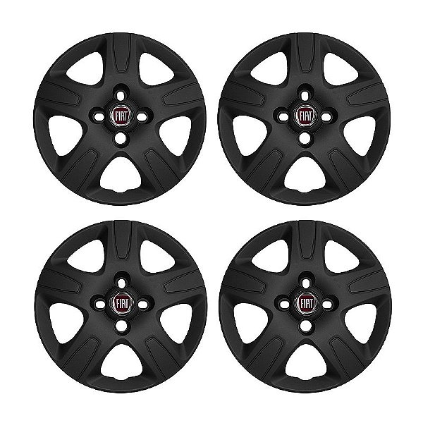 Jogo Calota aro 14 Fiat Strada 2013/2020 preta fosca