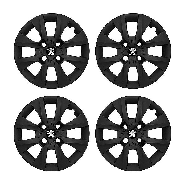 Jogo Calota Aro 14 Peugeot 206 207 208 Preta Fosca
