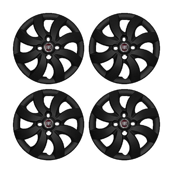 Jogo Calota aro 14 Fiat Palio Attractive 2012/2013 preta fosca