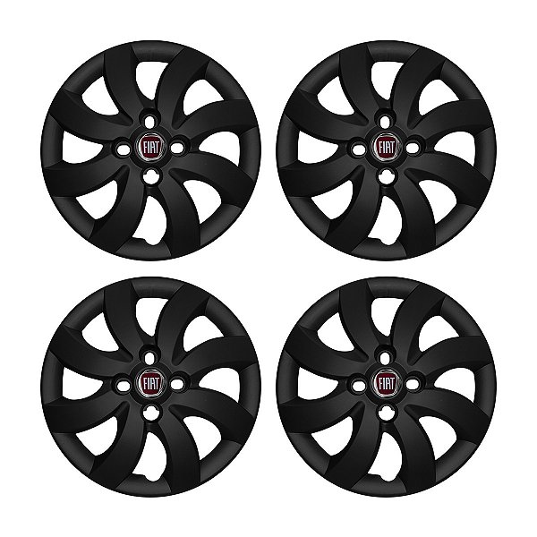 Jogo Calota aro 14 Fiat Palio Attractive 2012/2013 preta fosca