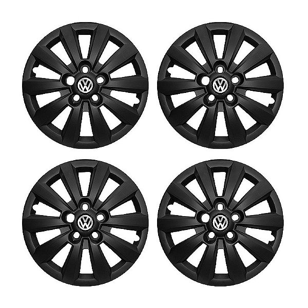 Jogo Calota Aro 14 Vw Fox Polo 2014/2015 Preta Fosca