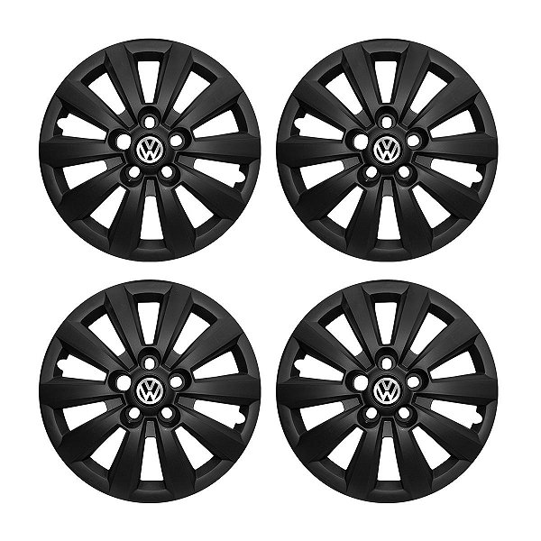 Jogo Calota Aro 14 Vw Fox Polo 2014/2015 Preta Fosca