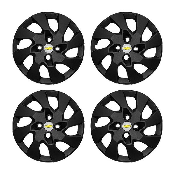 Jogo Calota aro 14 Chevrolet Onix Prisma Preta fosca