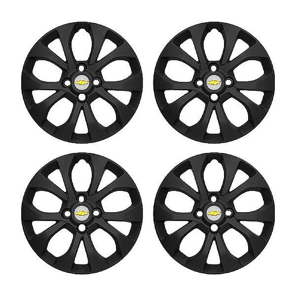 Jogo Calota aro 14 Chevrolet Onix Prisma 2017/2019 Preta Fosca