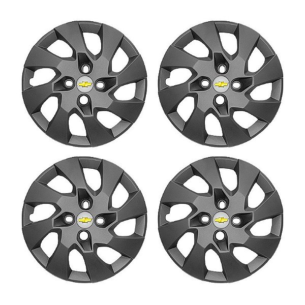 Jogo Calota aro 14 Chevrolet Onix Prisma Grafite fosca