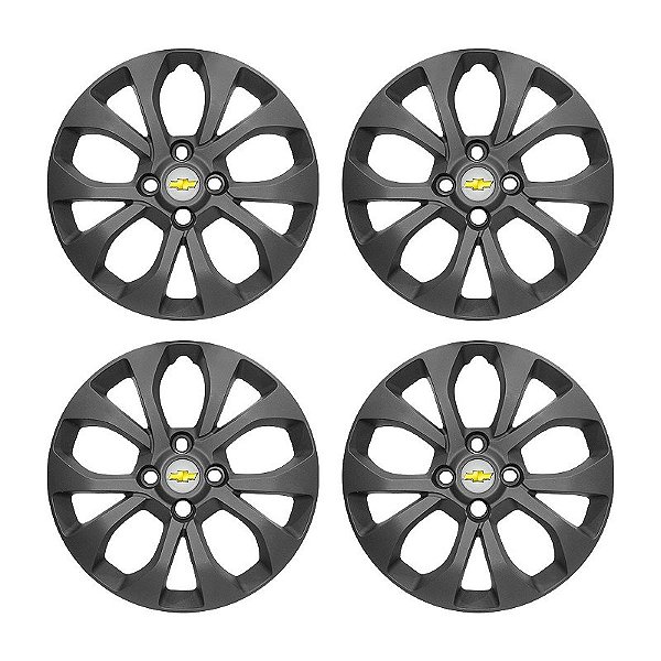 Jogo Calota aro 14 Chevrolet Onix Prisma 2017/2019 Grafite Fosca