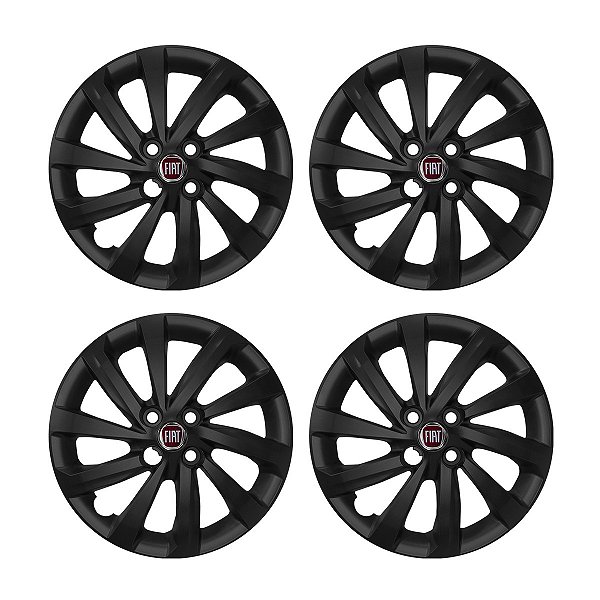 Jogo Calota Aro 15 Fiat Strada 2021 preta fosca