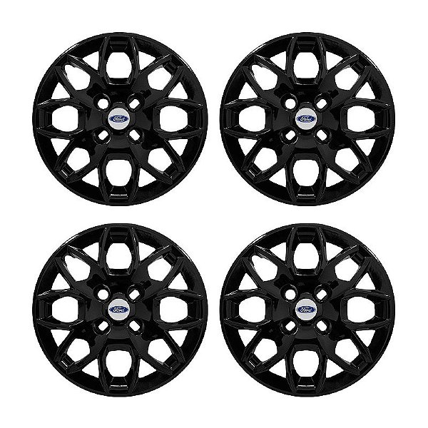 Jogo Calota Aro 14 Ford Ka+ Ka Sedan 2015/2018 preta brilhante