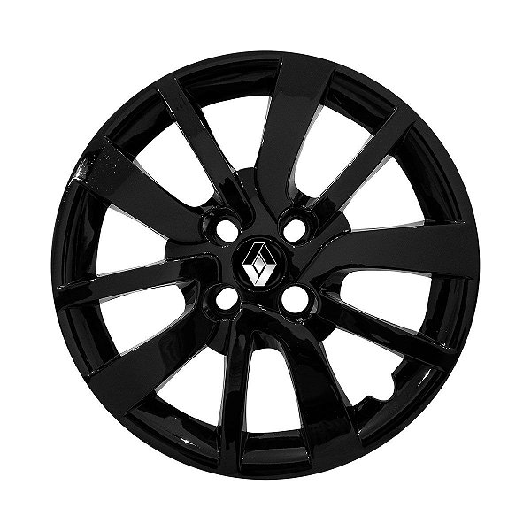 Calota Aro 15 Renault Sandero Logan 2014/2020 Preta Brilhante