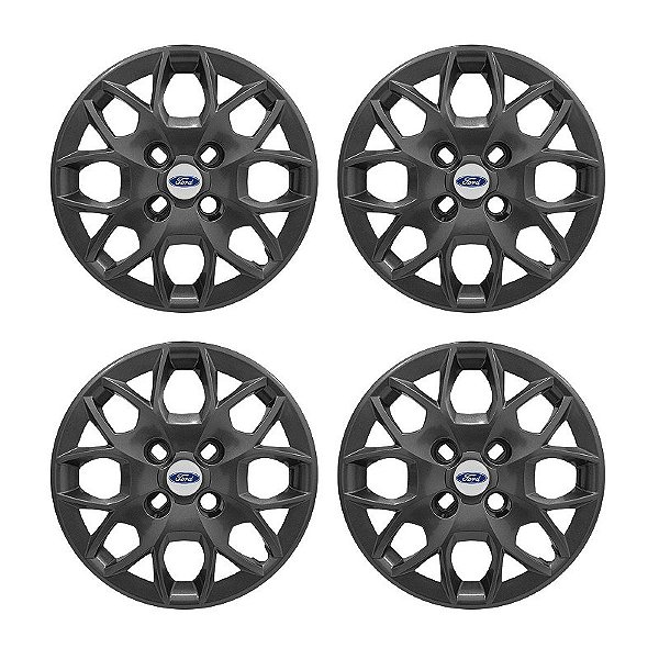 Jogo Calota Aro 14 Ford Ka+ Ka Sedan 2015/2018 grafite brilhante