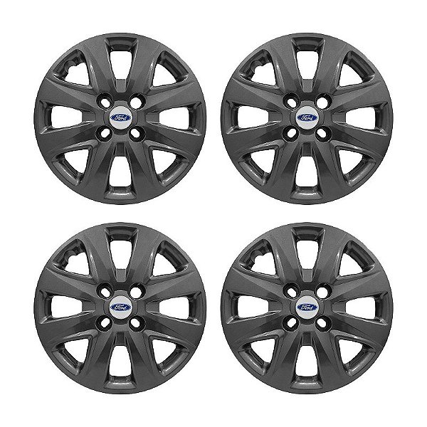 Jogo Calota Aro 14 Ford Ka+ Ka 2015/2018 grafite brilhante