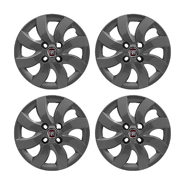 Jogo Calota aro 14 Fiat Palio Attractive 2012/2013 grafite brilhante