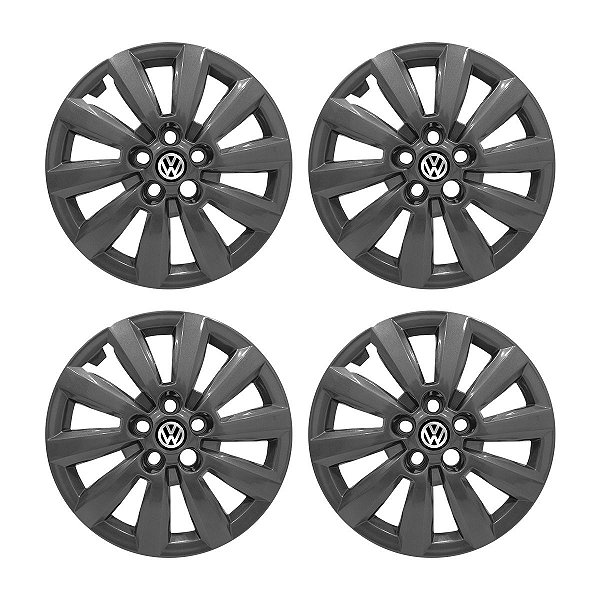 Jogo Calota Aro 14 Vw Fox/Polo 2014/2015 Grafite Brilhante