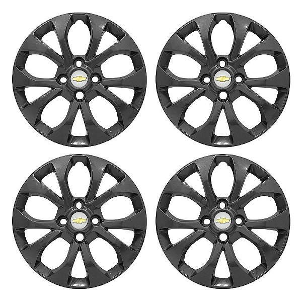 Jogo Calota aro 14 Chevrolet Onix Prisma 2017/2019 Grafite Brilhante