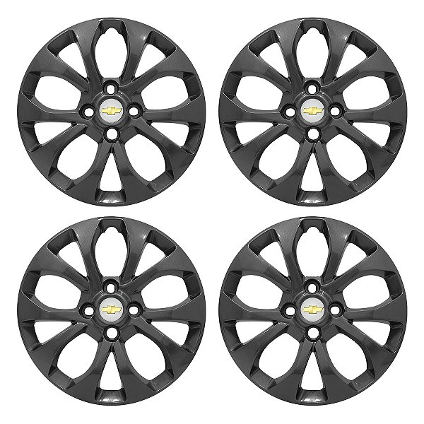 Jogo Calota aro 14 Chevrolet Onix Prisma 2017/2019 Grafite Brilhante