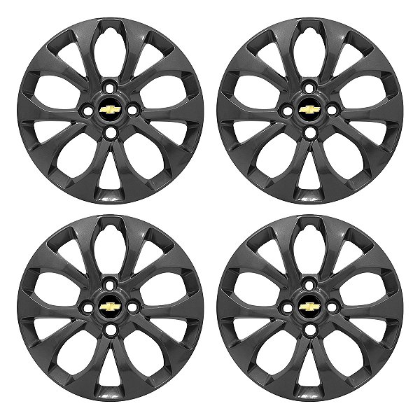 Jogo Calota aro 14 Chevrolet Onix Prisma 2017/2019 Grafite Brilhante