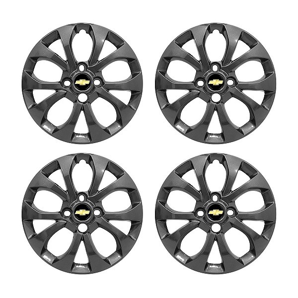Jogo Calota aro 15 Chevrolet Onix Prisma 2017/2019 Grafite Brilhante