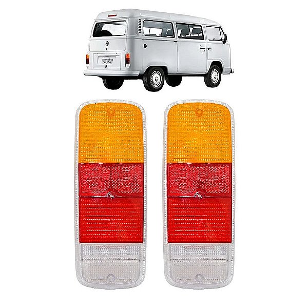 Par Lente traseira VW Kombi 1976 a 2012 Tricolor Âmbar